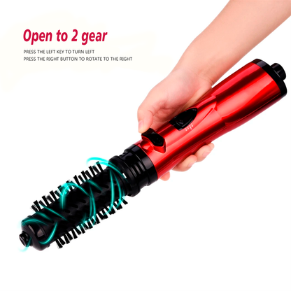 2-in-1 automatic rotating hair dryer brush: straightens, curls and adds volume with ionic technology.