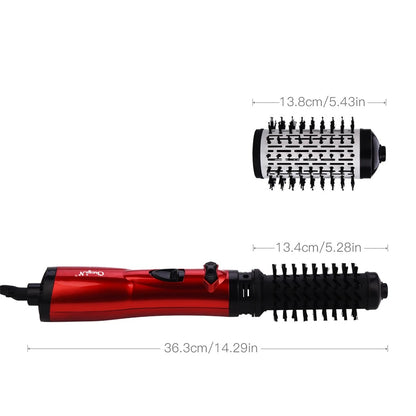 2-in-1 automatic rotating hair dryer brush: straightens, curls and adds volume with ionic technology.